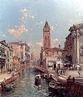 Venice Canvas Paintings - Rio Santa Barnaba, Venice